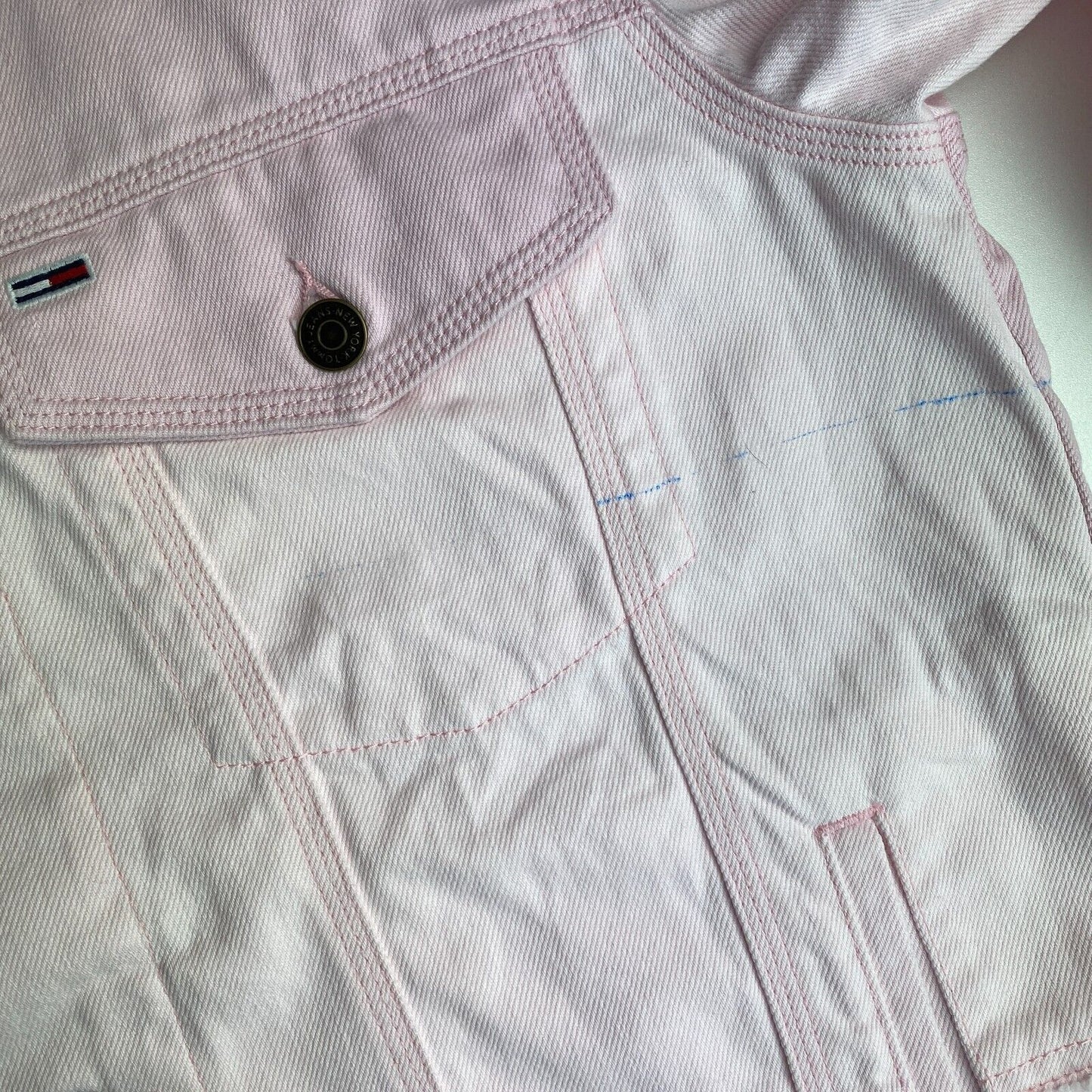 TOMMY HILFIGER JEANS Pink Oversized Trucker Denim Jacket Size M