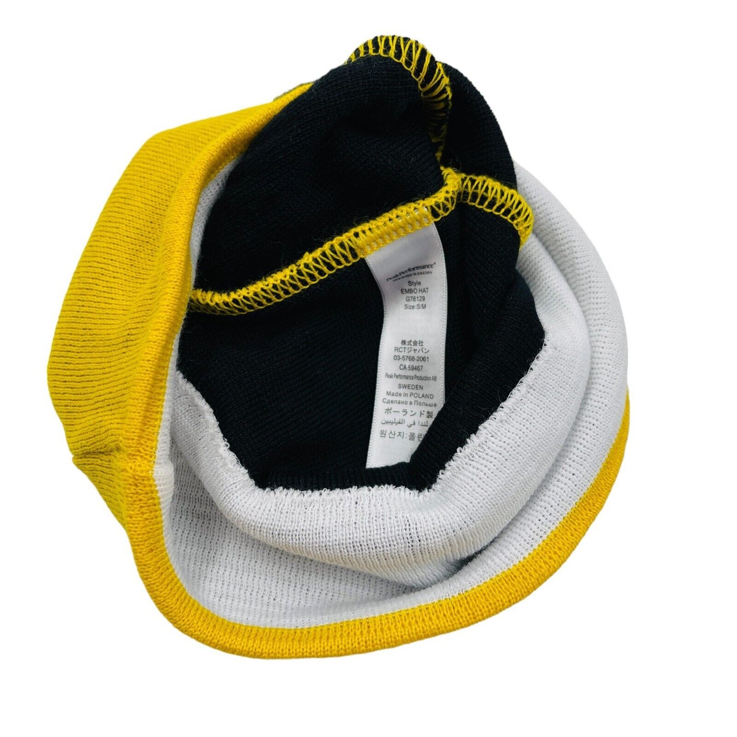 Peak Performance Yellow Merino Wool Blend Knit Beanie Hat Size S M