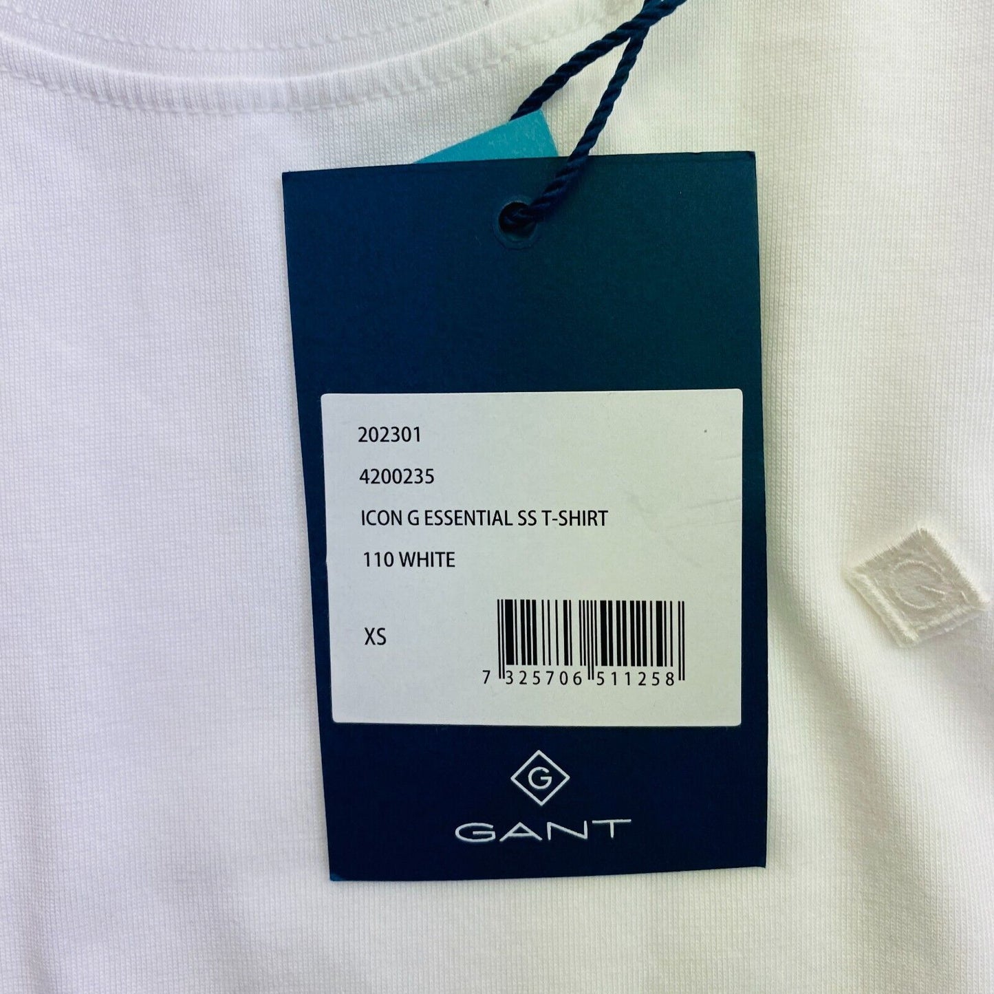 GANT Women White Icon G Essential Crew Neck Short Sleeve T Shirt Size XS