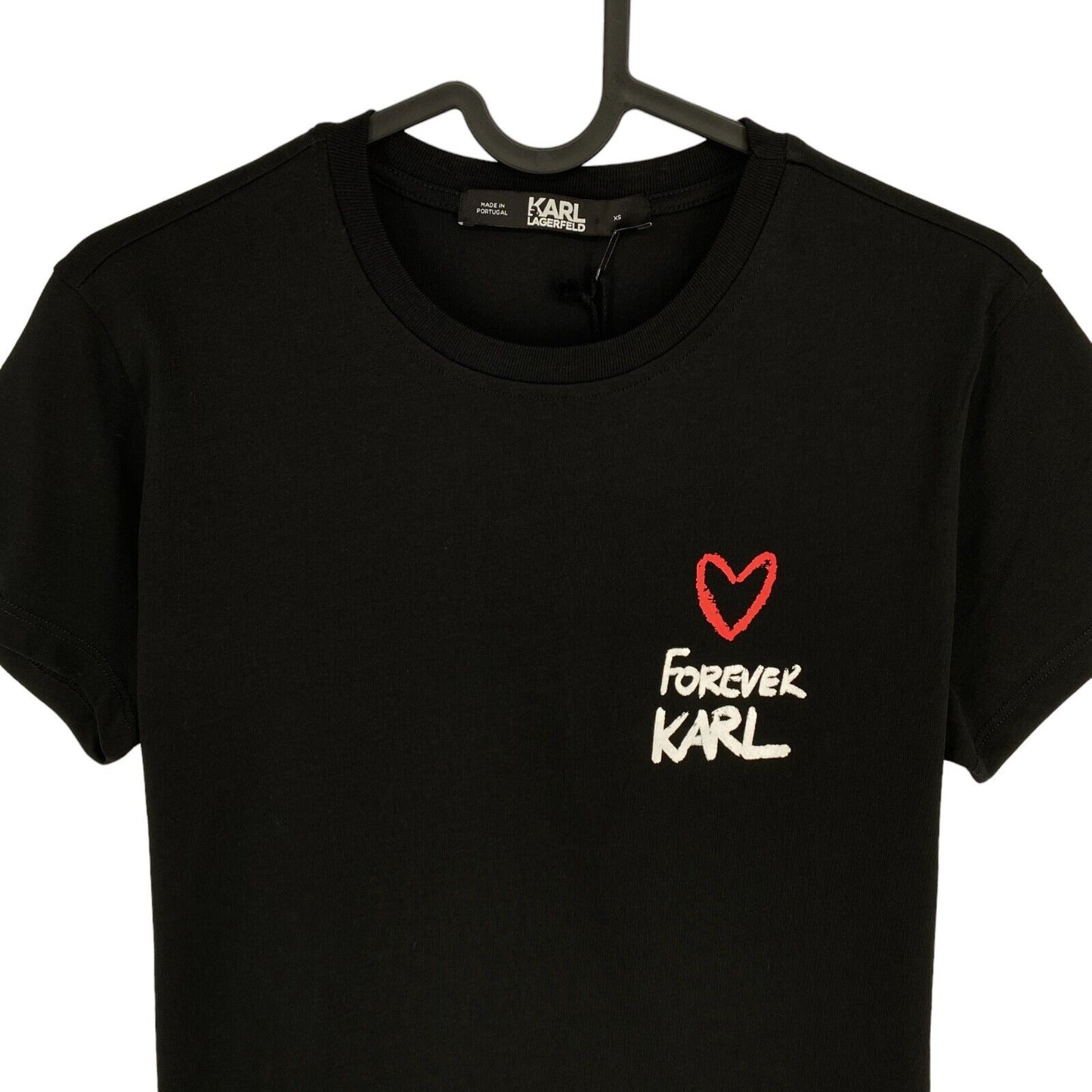 Karl Lagerfeld Women Black Forever Karl Crew Neck T Shirt Size XS