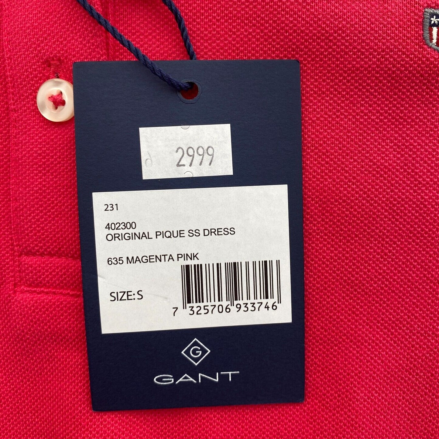 GANT Women Pink Original SS Pique Polo Dress Size S