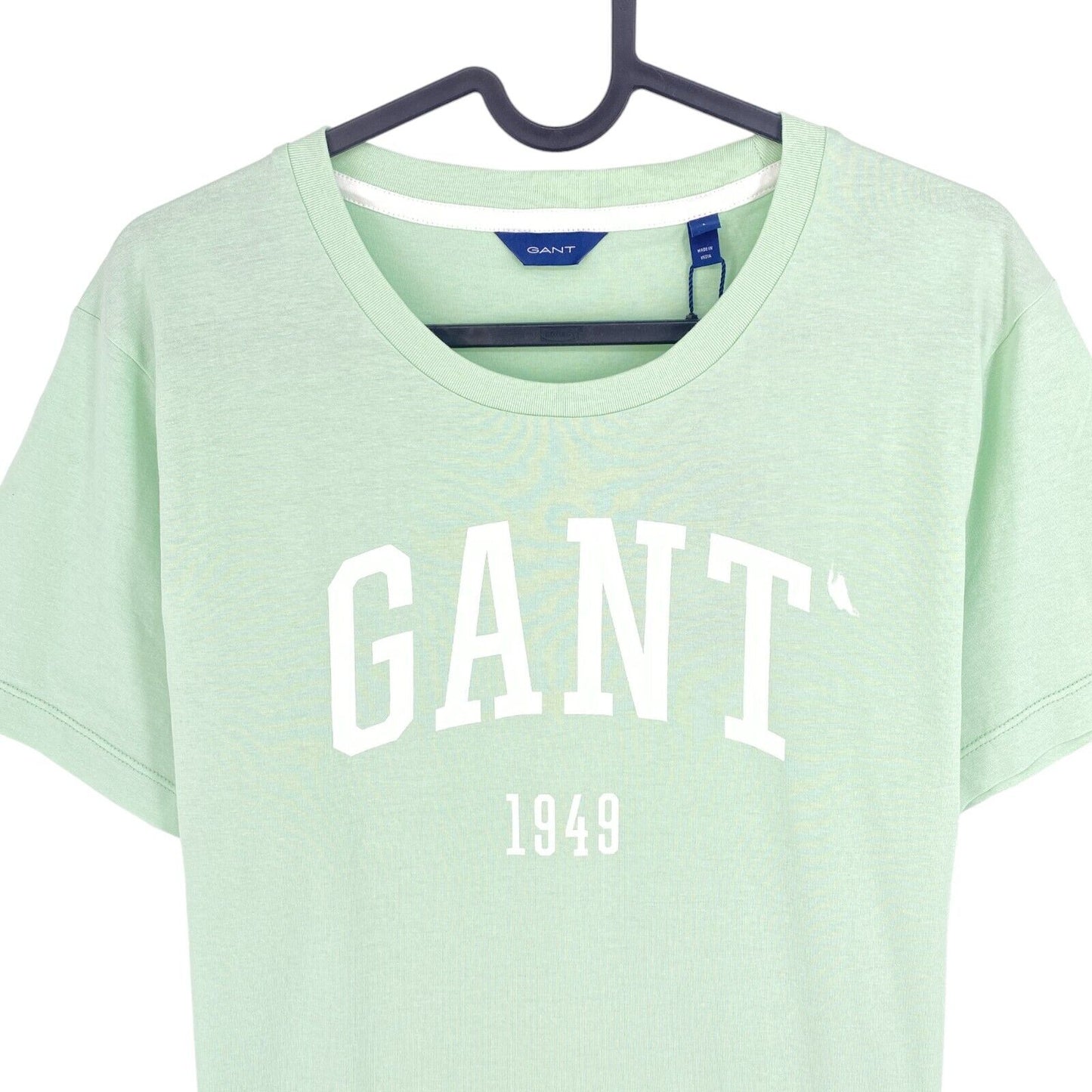 GANT Women Light Green Logo Crew Neck T Shirt Size L