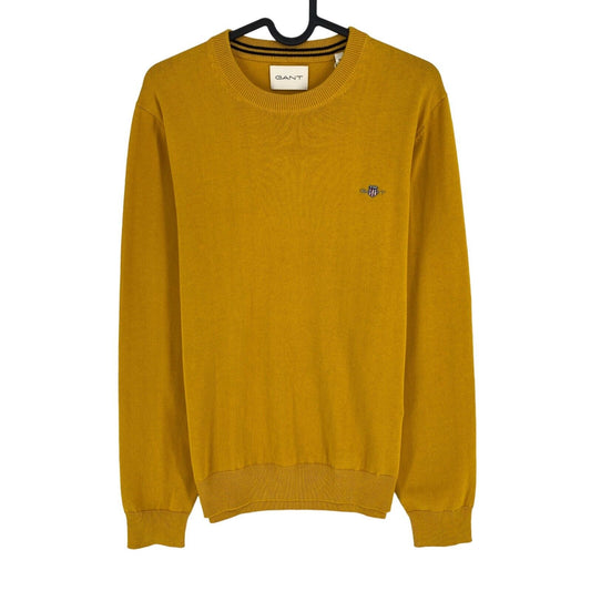 GANT Jaune Foncé Classique Coton Crew Neck Jumper Pull Taille M