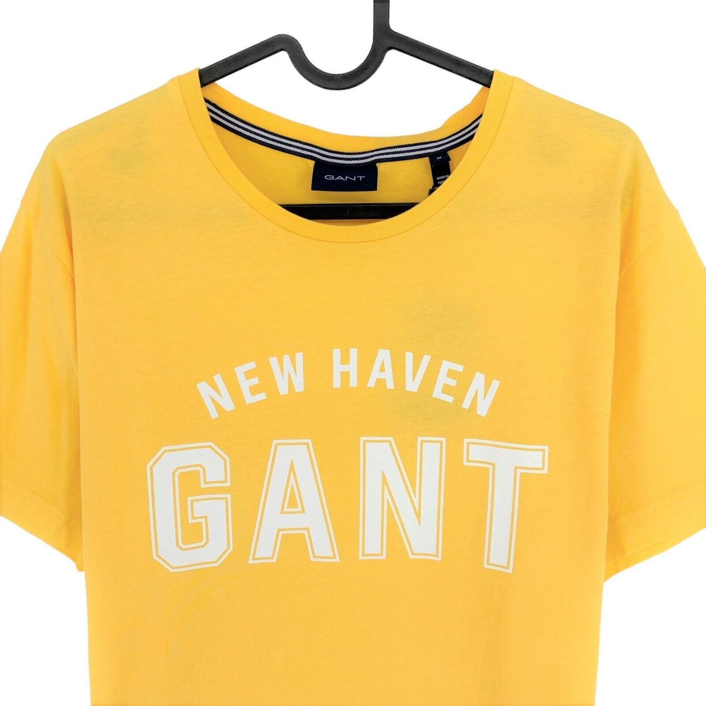 GANT T-Shirt mit Rundhalsausschnitt und Logo, Gelb, Größe M