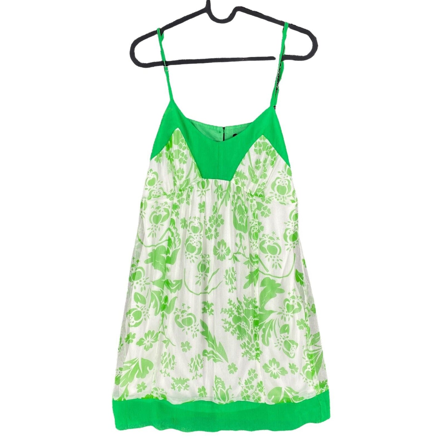 RPR €104 Traffic People Floral Green 100% Silk Sleeveless Tank Dress Size M