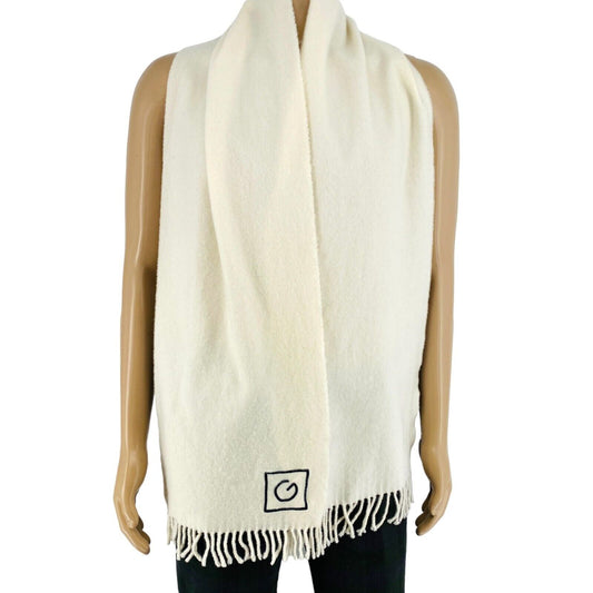 GANT White Solid 100% Wool Scarf Shawl