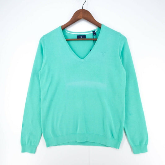 GANT Green V Neck Cotton Sweater Jumper Size XS