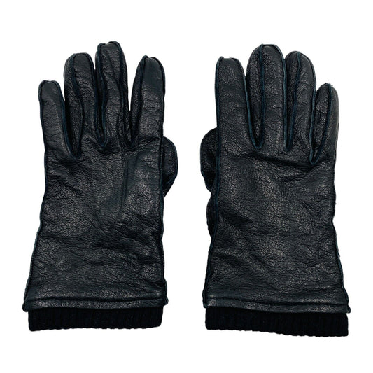 GANT Mens Black Leather Cashmere Wool Blend Lining Warm Gloves Size M