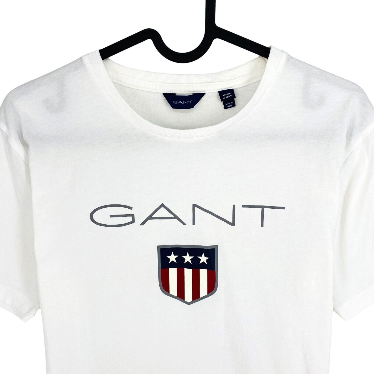 GANT Boys White Shield Crew Neck SS T Shirt Size 16 Years 176 cm