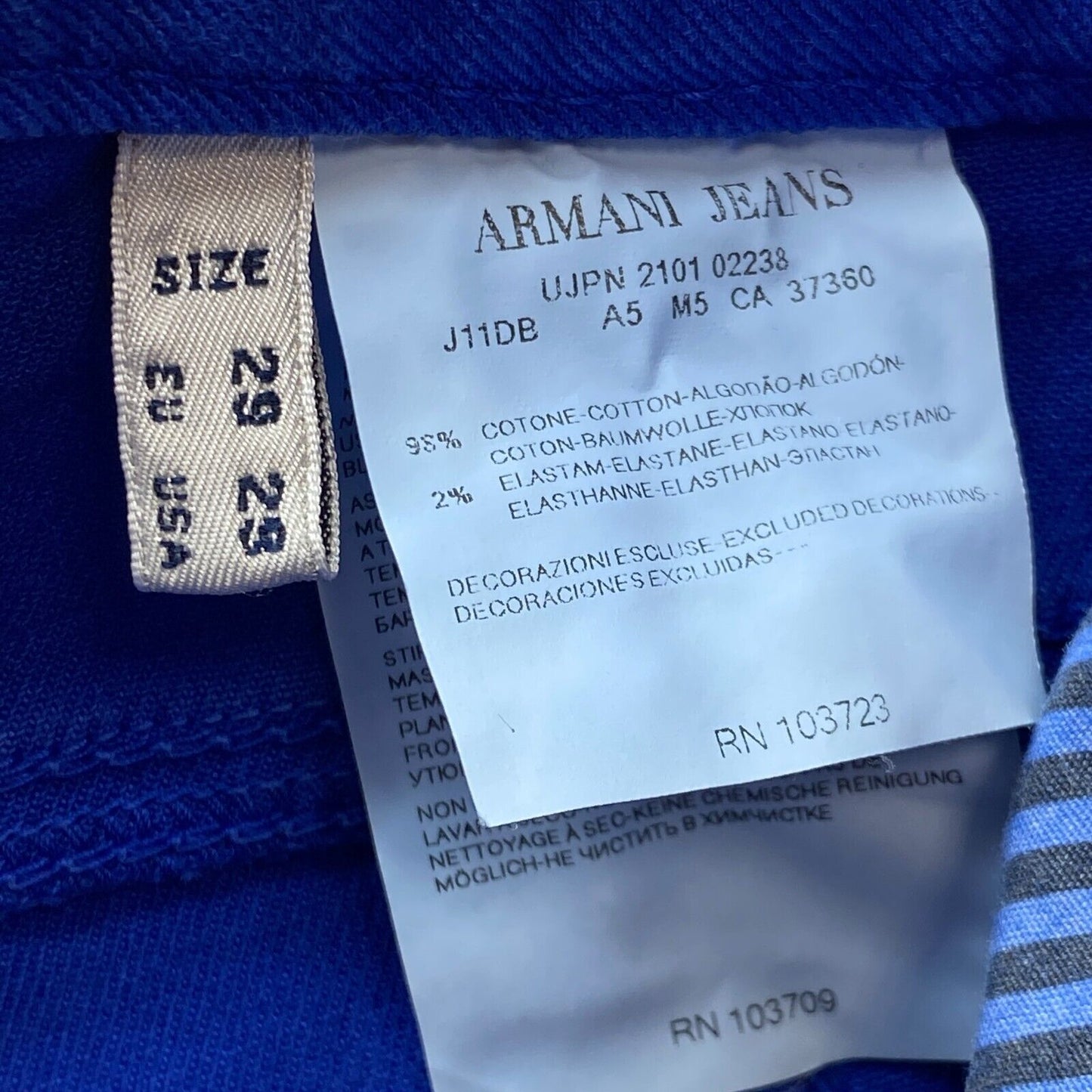 ARMANI JEANS Femme Jean Slim Stretch Bleu W29 L36