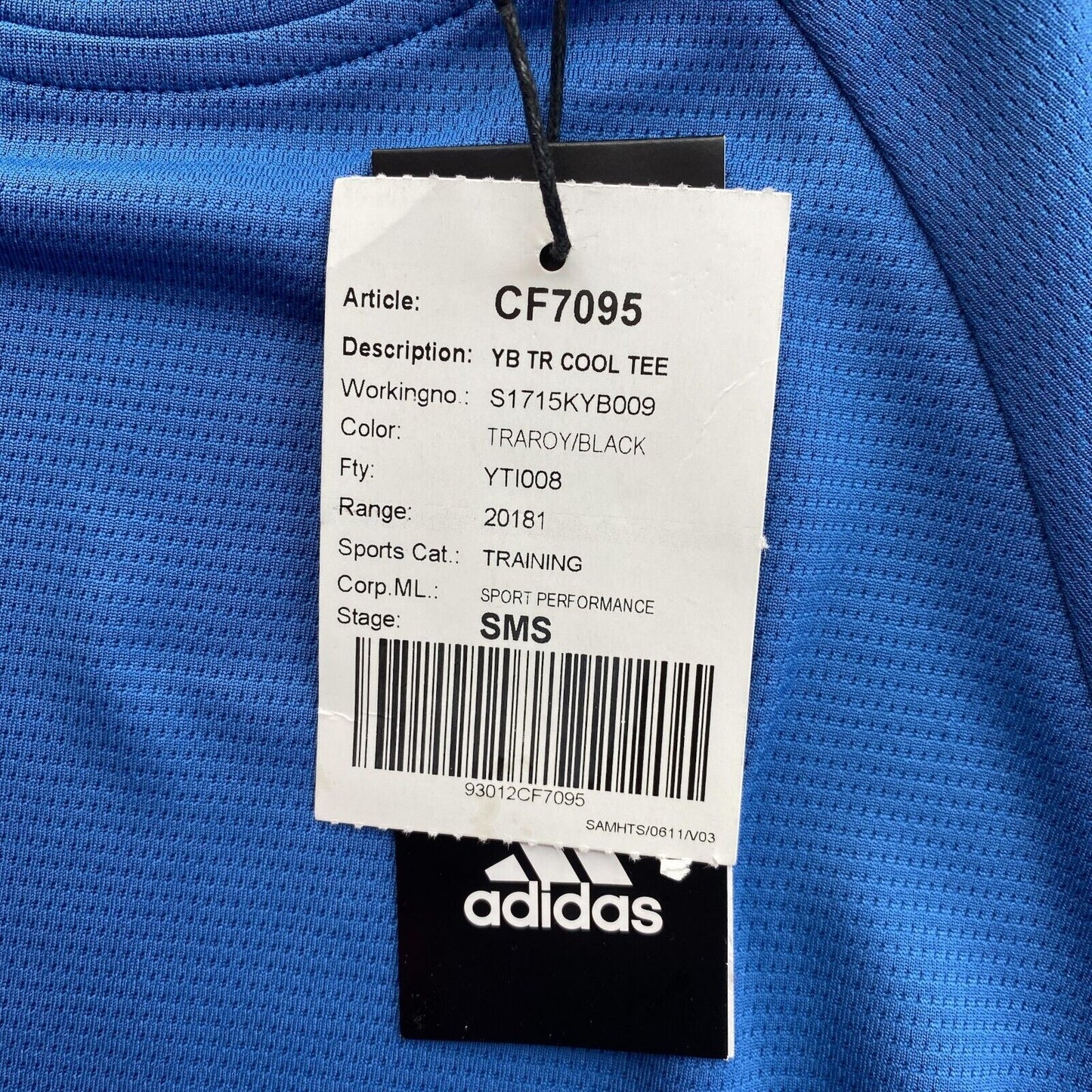 Adidas Climacool Youth Boys Blue Crew Neck T Shirt Size 11 - 12 Years