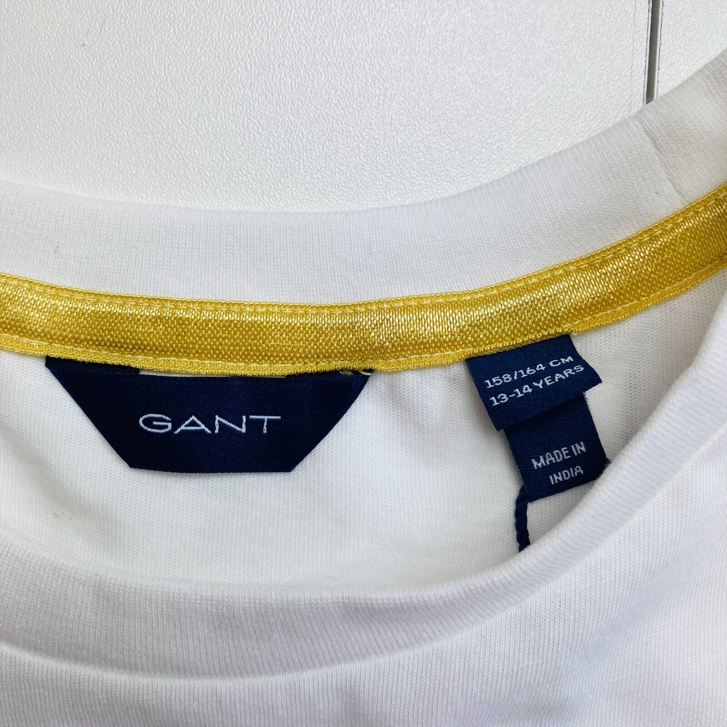 GANT Mädchen T-Shirt mit Rundhalsausschnitt und Monogramm-Logo, weiß, Größe 13 – 14 Jahre, 158/164 cm