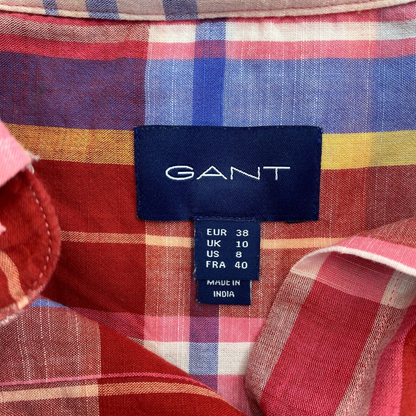 GANT Women Pink Plaid Long Sleeves Shirt Size EU 38 UK 10 US 8