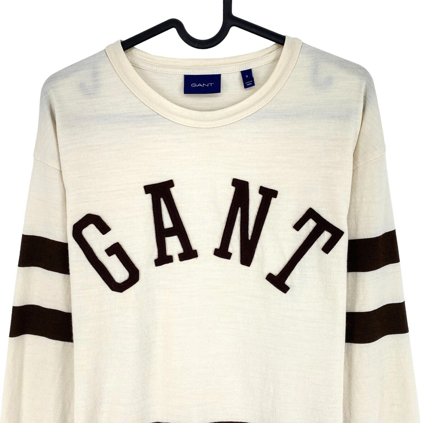 GANT Beige Wool Jersey Crew Neck Long Sleeves T Shirt Size S