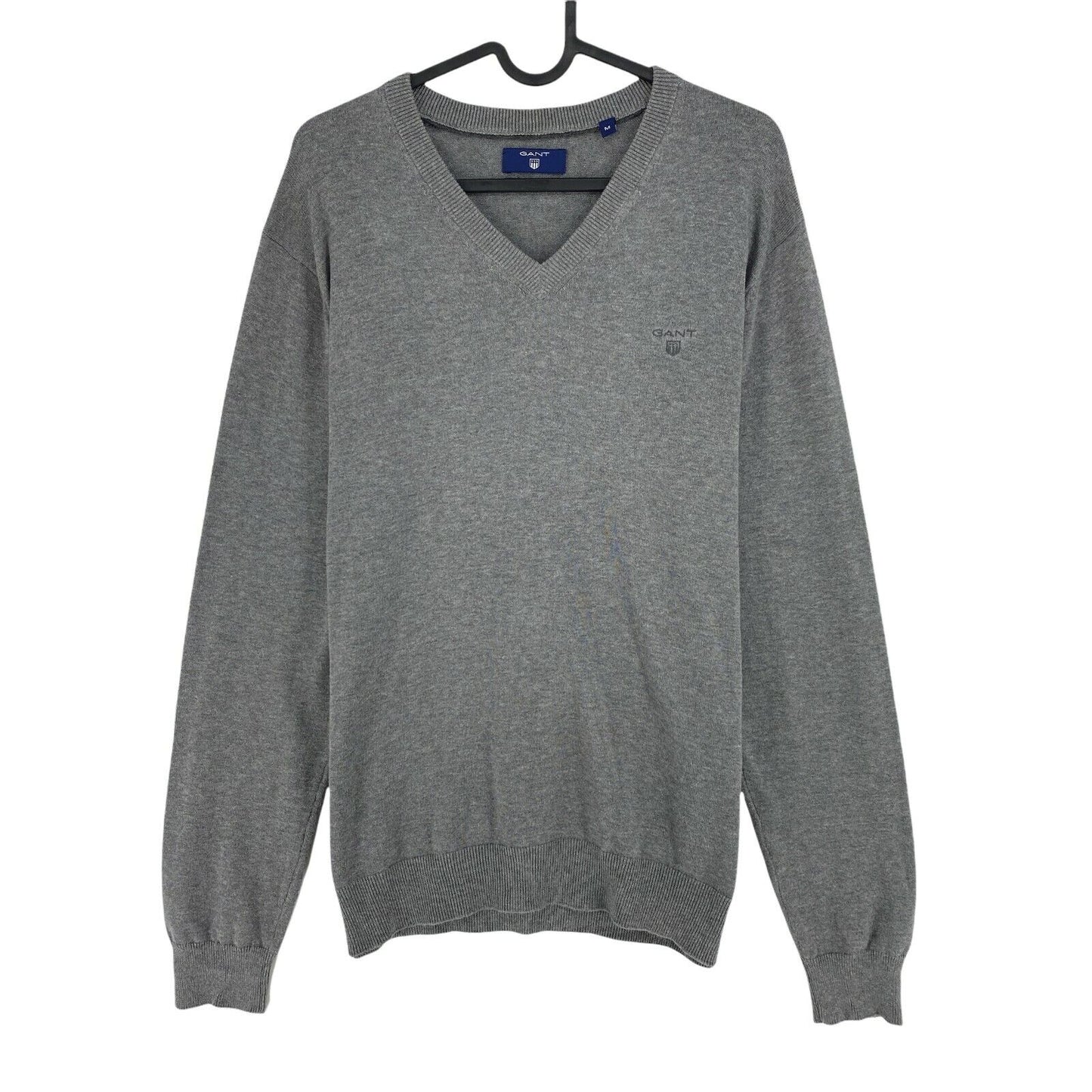 GANT Grey Premium Cotton V Neck Jumper Sweater Size M