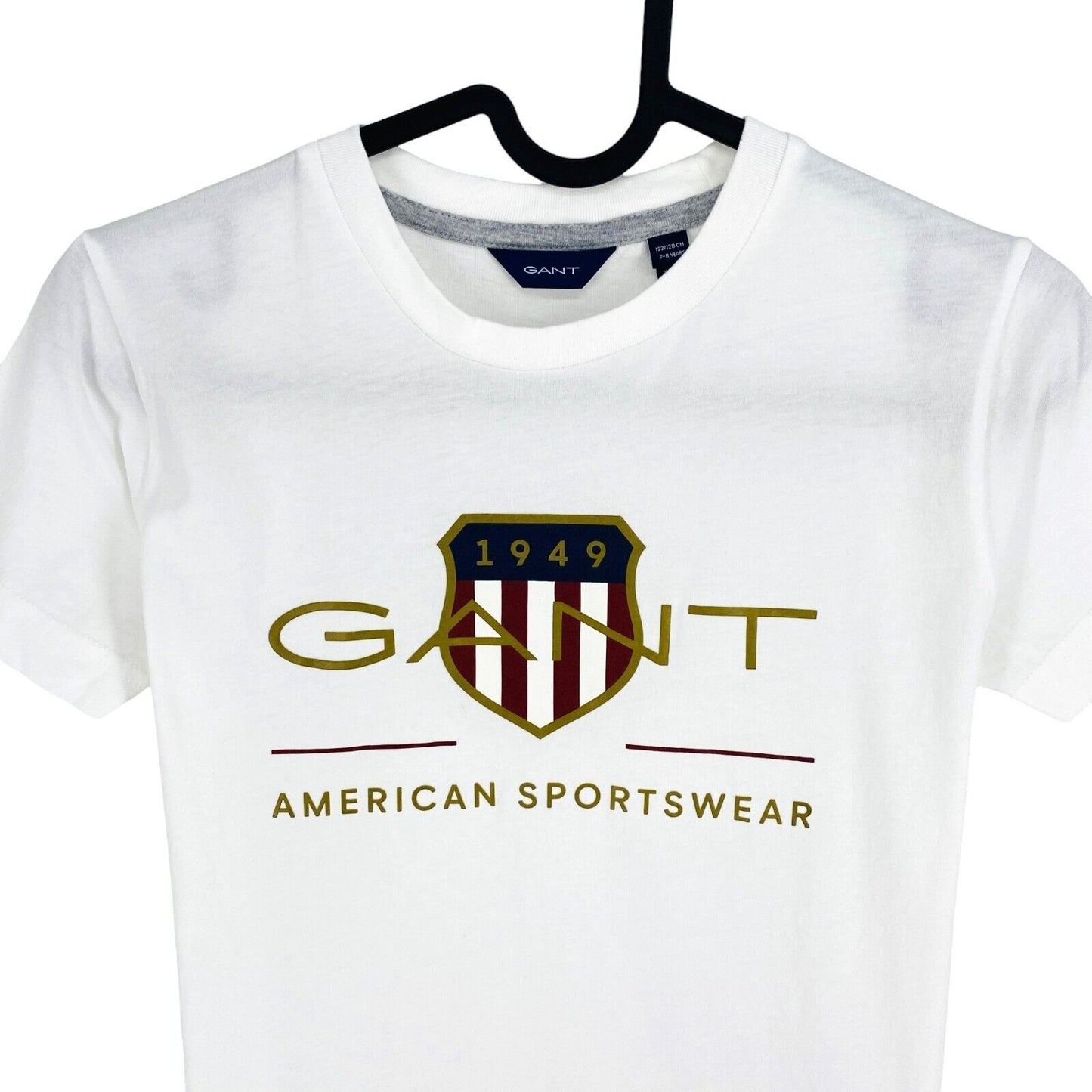 GANT Boys White Archive Shield Crew Neck T-Shirt Size 7-8 Years 122/128 cm