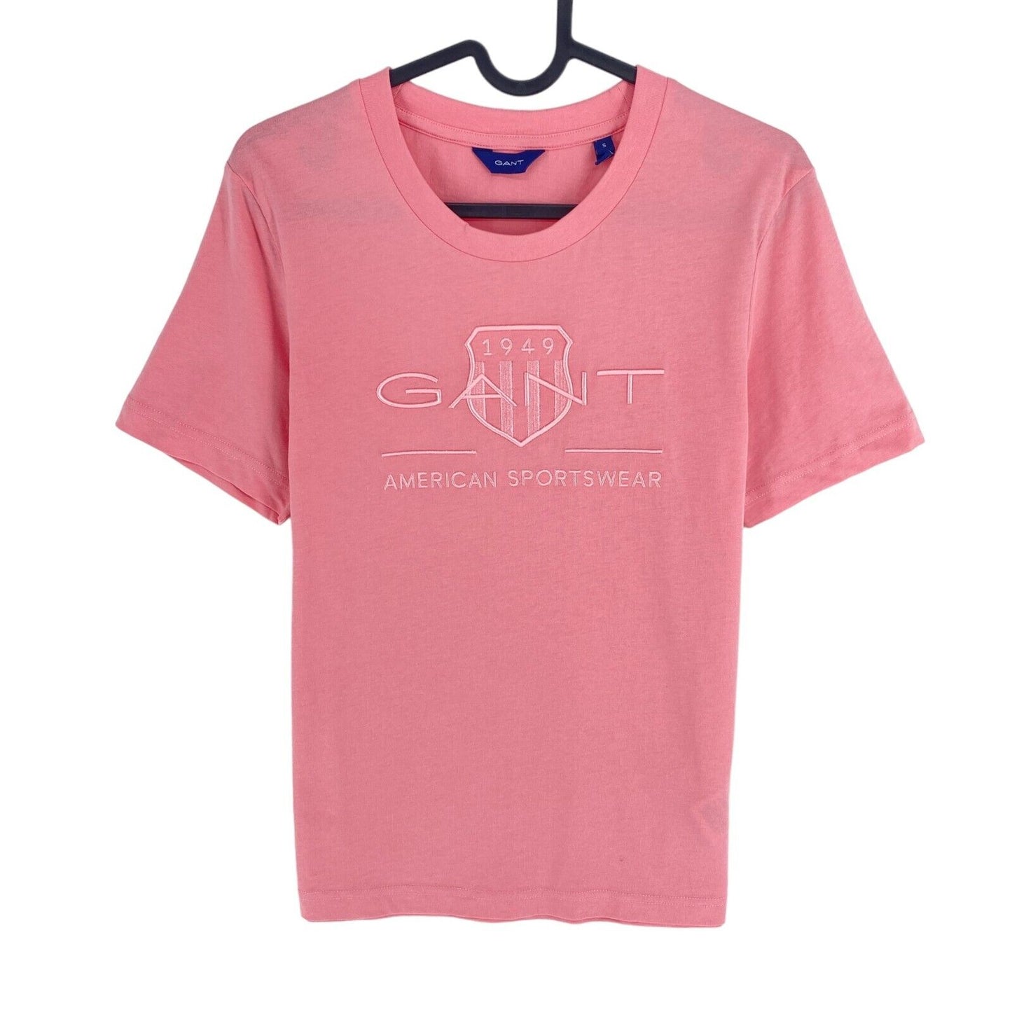 GANT Women Pink Tonal Archive Shield Crew Neck Short Sleeve T Shirt Size S