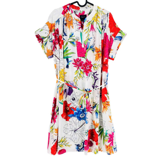 GANT White Humming Floral Popover Short Sleeves Dress Size EU 34 UK 6 US 4