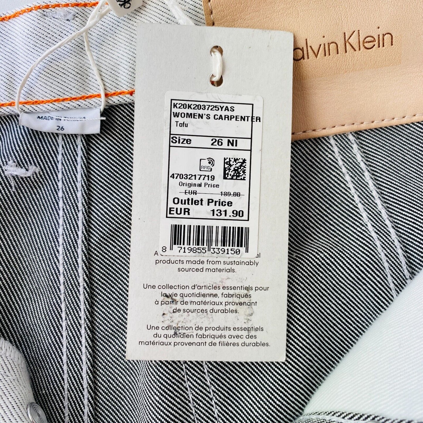 CALVIN KLEIN Women Light Grey Carpenter Straight Fit Durable Jeans W26