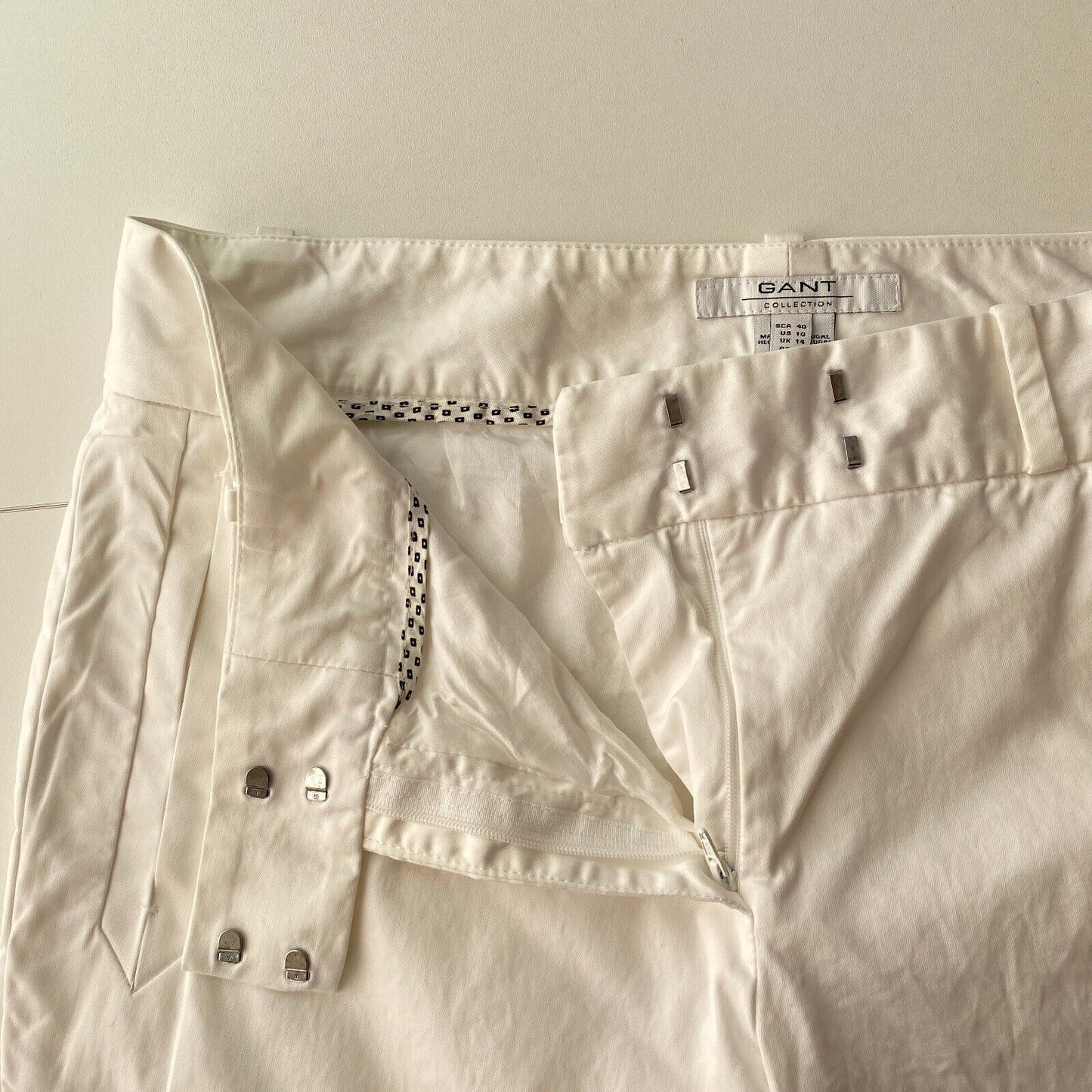 GANT Women White Regular Fit Cropped Capri Trousers Size EUR 40 UK 14 US 10