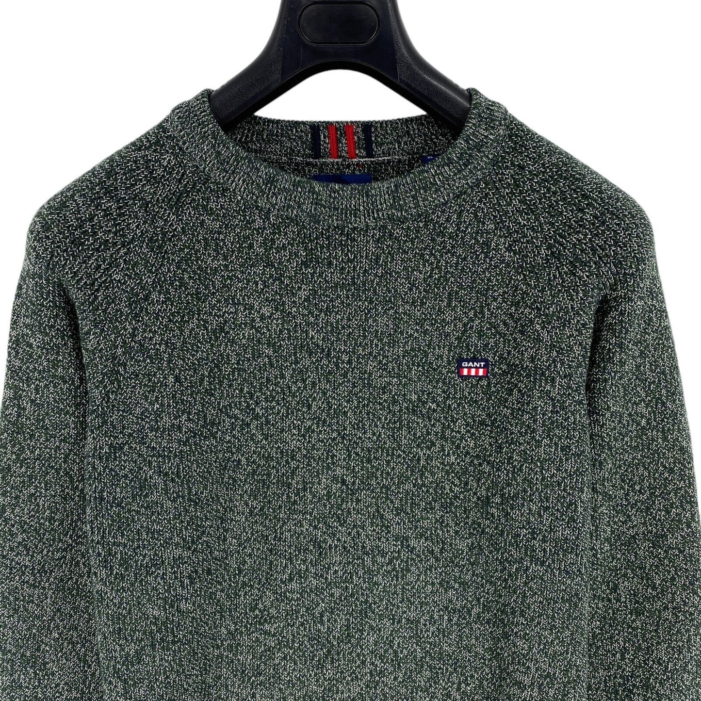 GANT Dark Green Twisted Cotton Crew Neck Sweater Pullover Size M