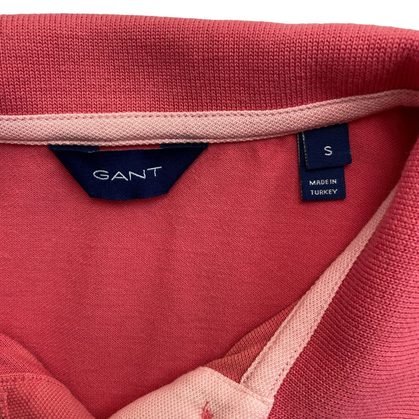 GANT Pink Contrast Collar Pique Polo Shirt Size S