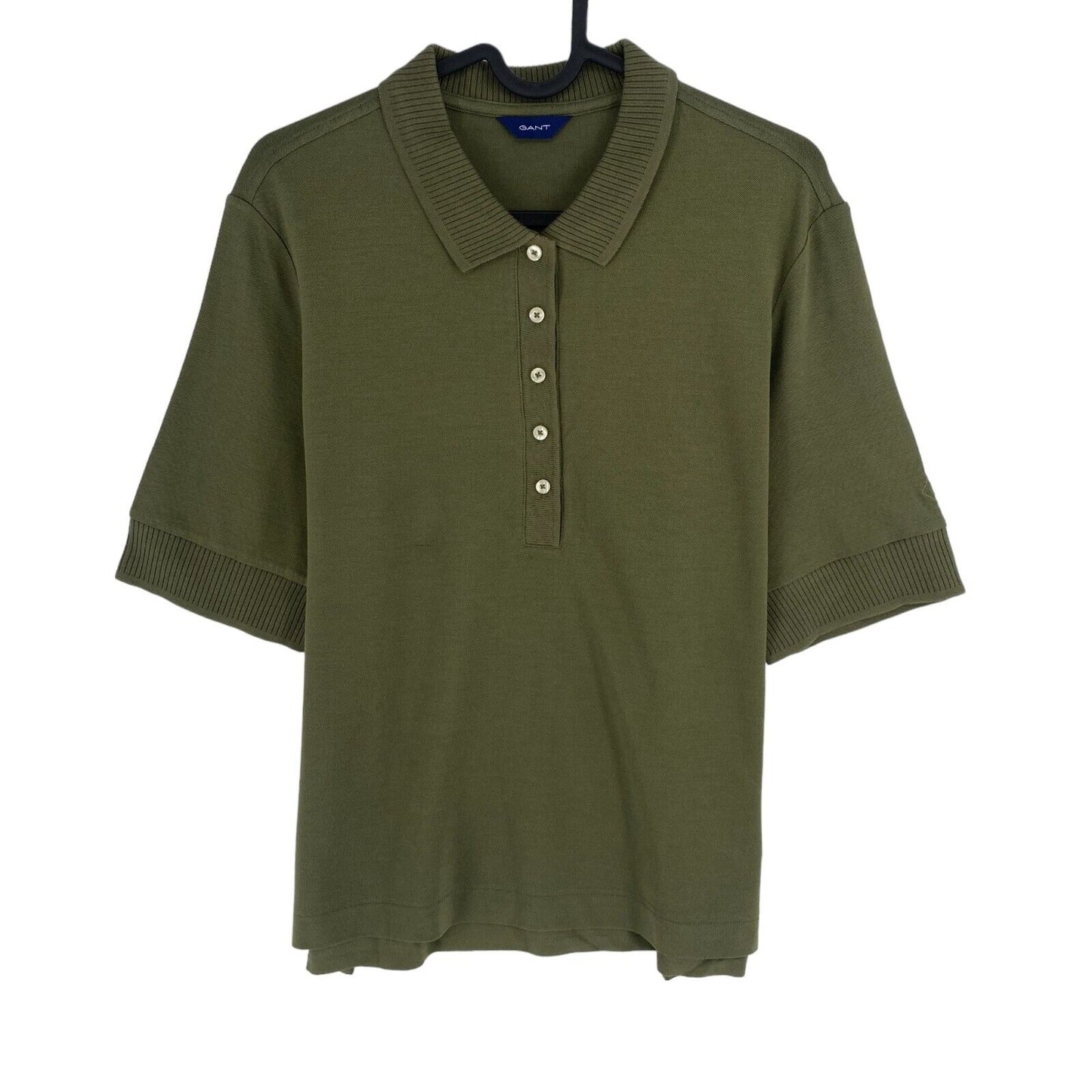 GANT Women Green Detail Collar Short Sleeves Polo Shirt Size L