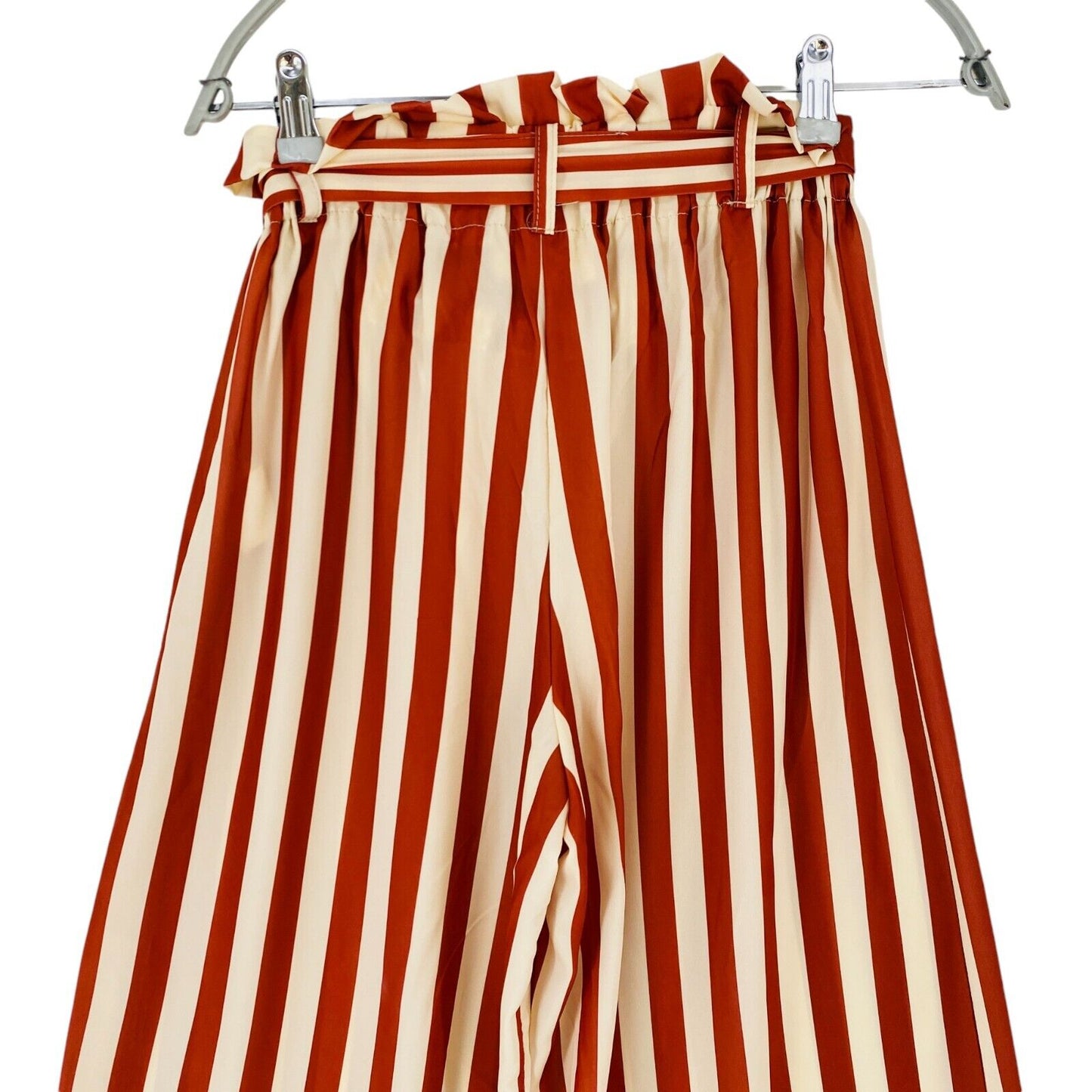 BSB Women Red Striped Loose Wide Leg Fit Belted Trousers Size XS W26