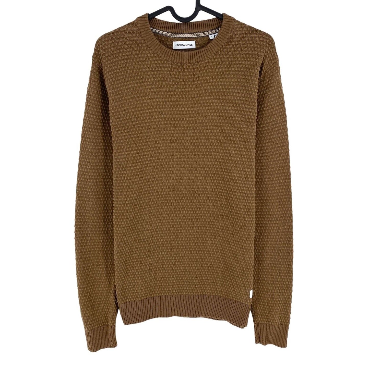 JACK&JONES Mens Brown Knit Crew Neck Sweater Jumper Size L