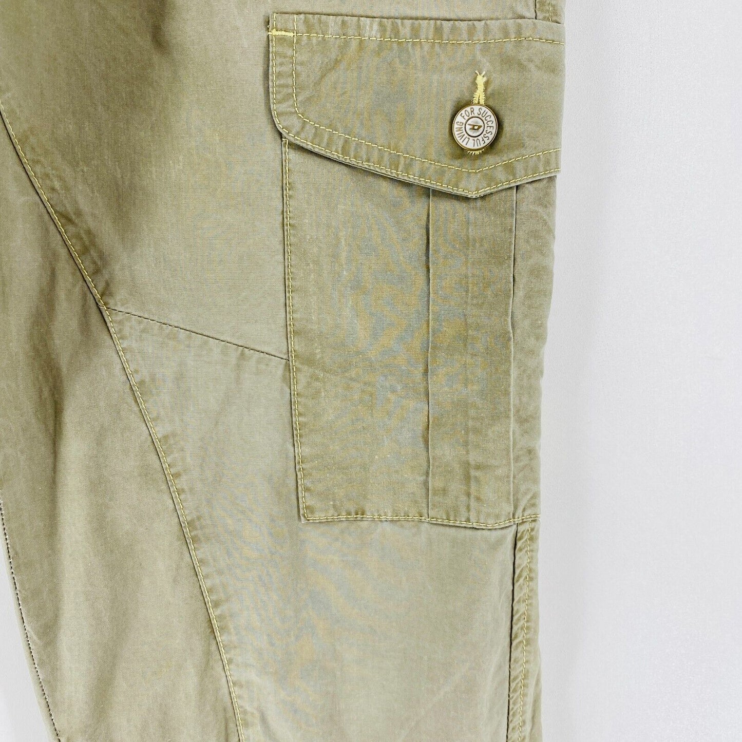 DIESEL P-URSULA Women Khaki Green Regular Fit Cargo Cuffed Trousers Size EUR 40