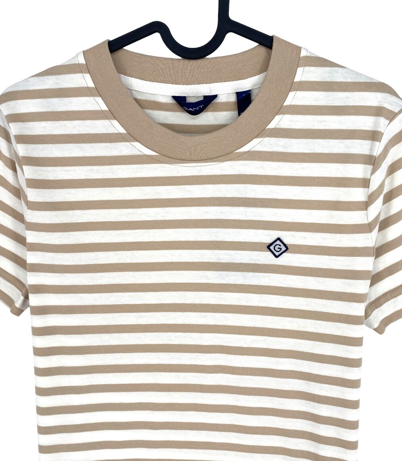 GANT Women Brown Striped Icon G Crew Neck T Shirt Size S