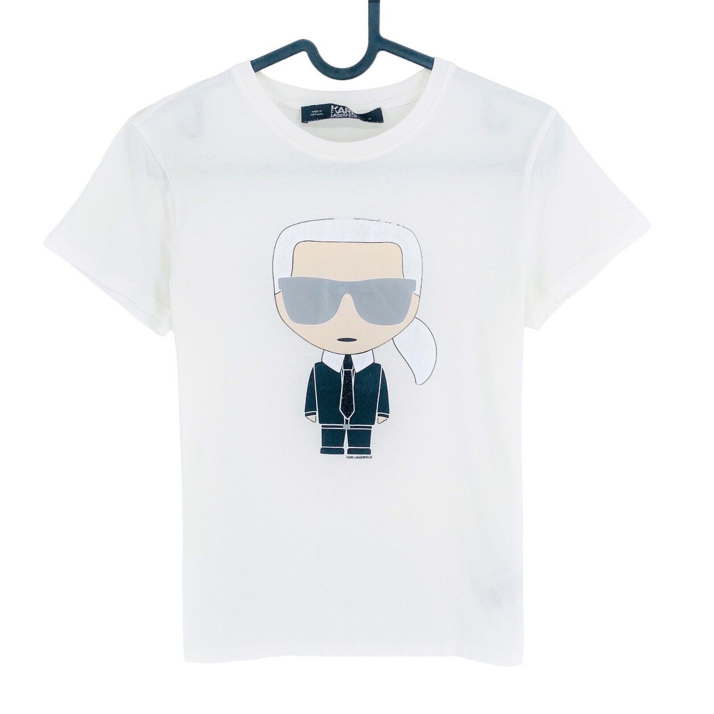 Karl Lagerfeld White Ikonik Karl Crew Neck T-Shirt Top Size XS