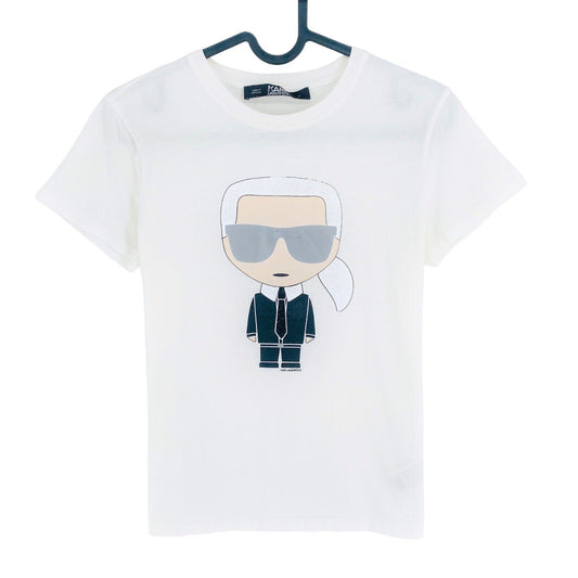 Karl Lagerfeld Blanc Ikonik Karl Crew Neck T-Shirt Top Taille XS