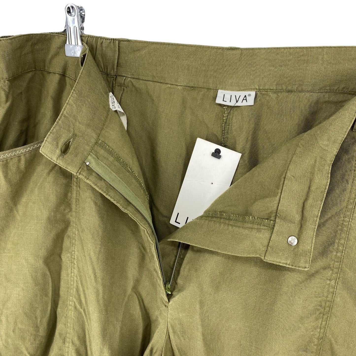 LIVA Dark Olive Green Cropped Trousers Pants Size 56 W46