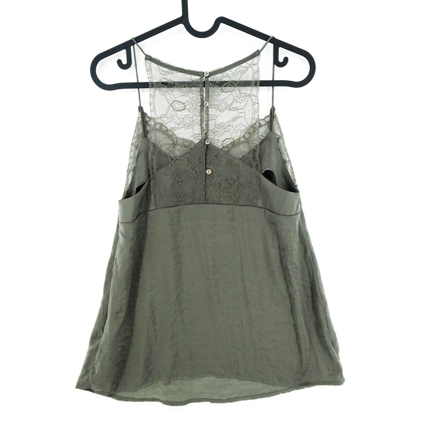 REVIEW Green Lace Back V Neck Tank Top Blouse Size XS