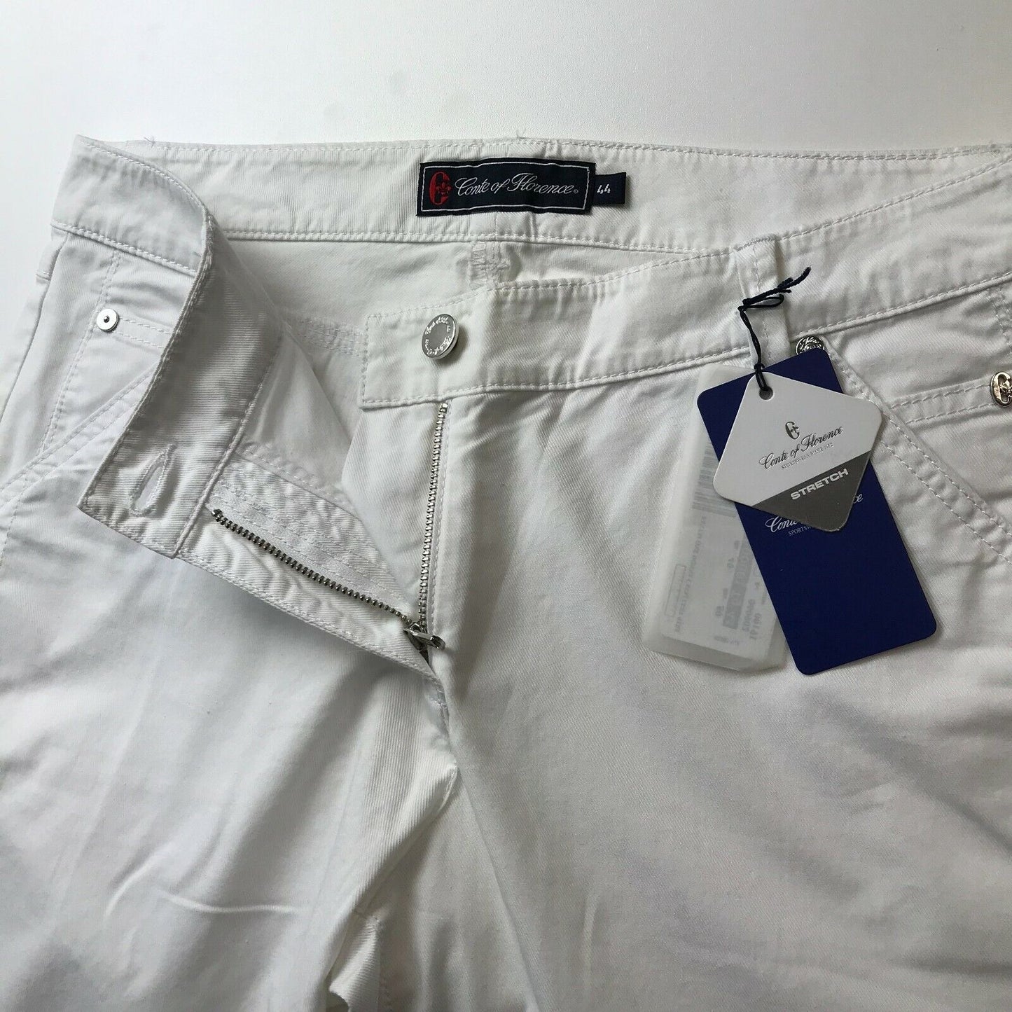 Conte Of Florence Women White Stretch Skinny Fit Jeans Size 44 / M / EU 38 / W31