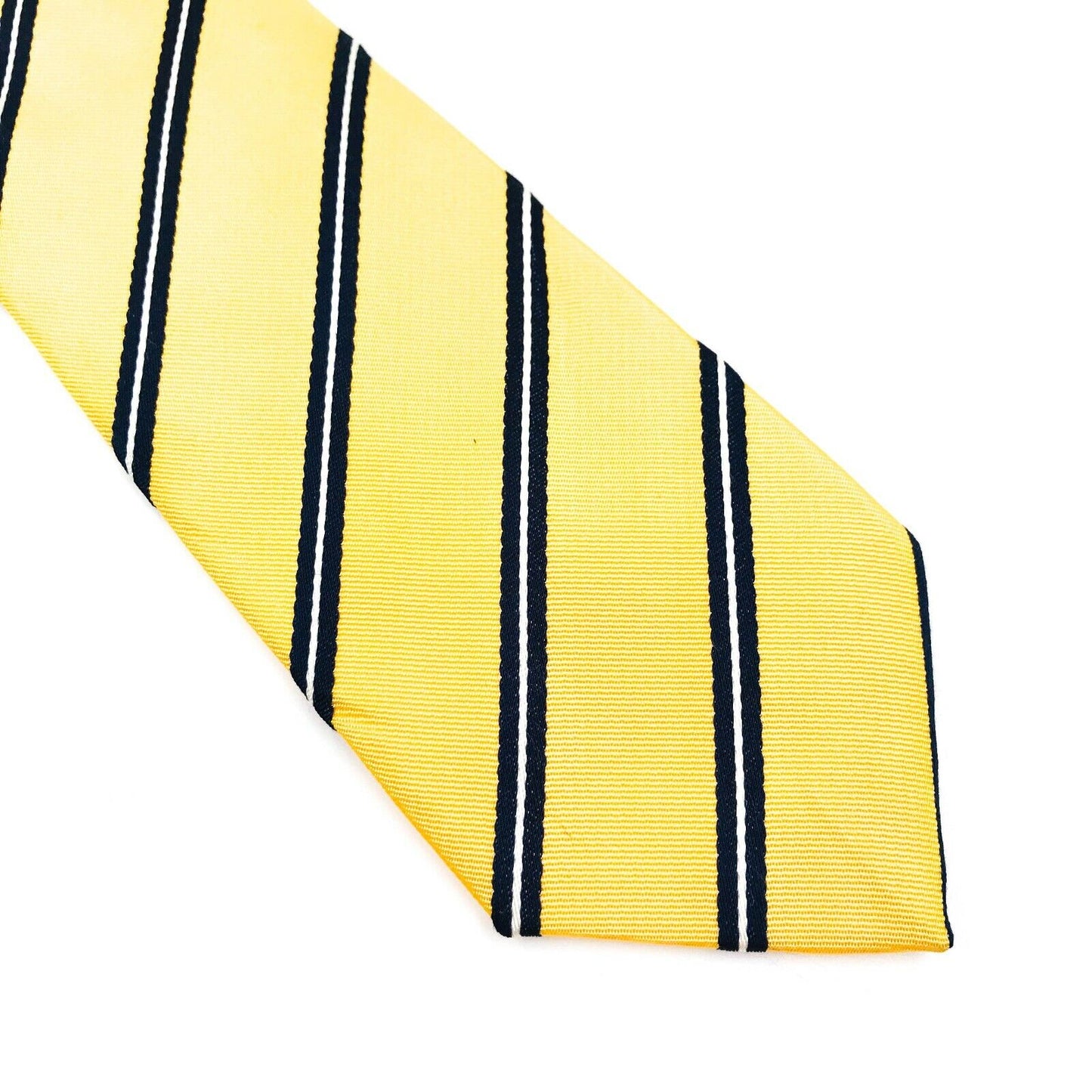 GANT Light Yellow Double Stripe 100% Silk Handsewn Tie Made In Italy