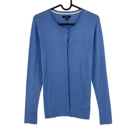 NAUTICA Bleu Crew Neck Coton Mélange Cardigan Pull Taille XS