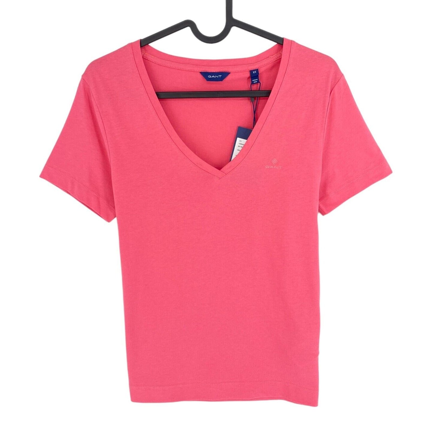 GANT Women Pink Original V Neck Short Sleeve T Shirt Size XS