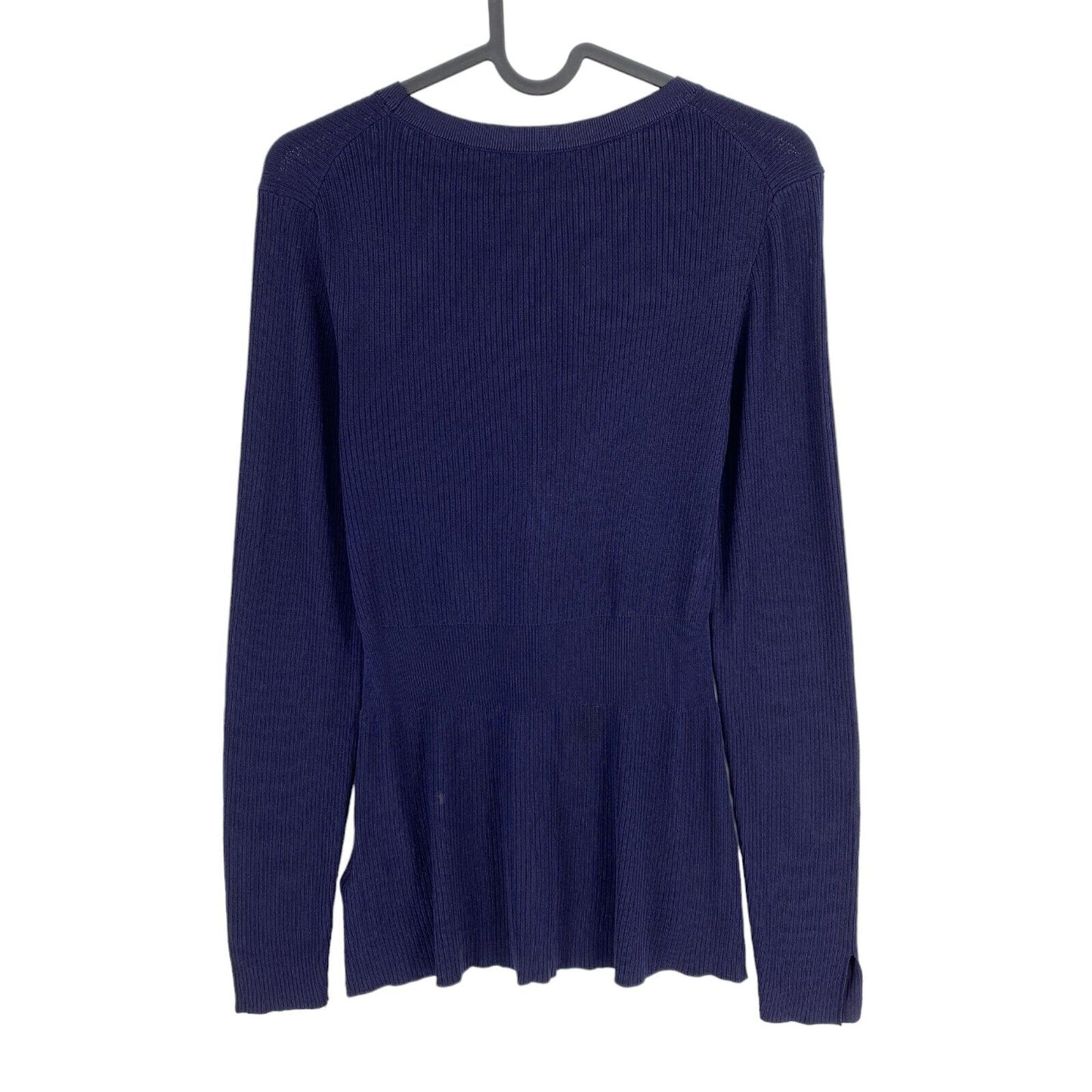 GANT Navy Blue Rib Cardigan V Neck Top Size M