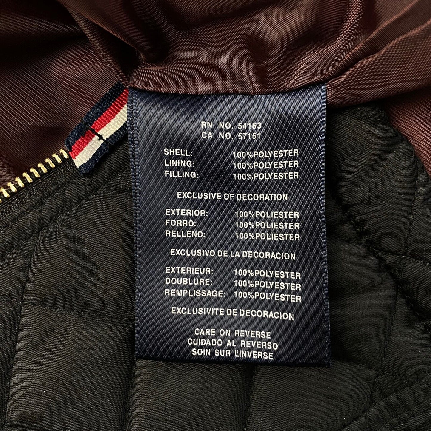 Tommy Hilfiger Veste à capuche matelassée noire Manteau Taille XS