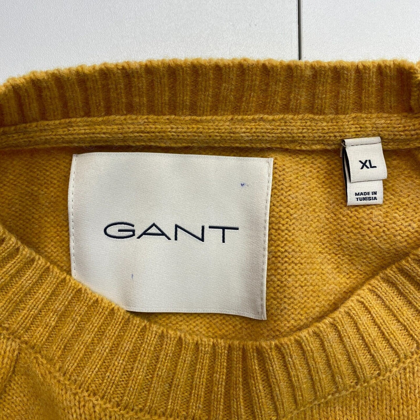 GANT Men Yellow Wool Crew Neck Sweater Pullover Size XL