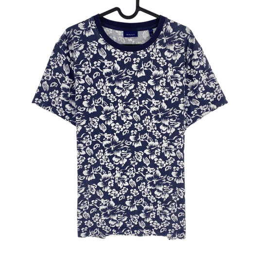 GANT Men Navy Blue Floral Print Crew Neck Short Sleeve T Shirt Size L