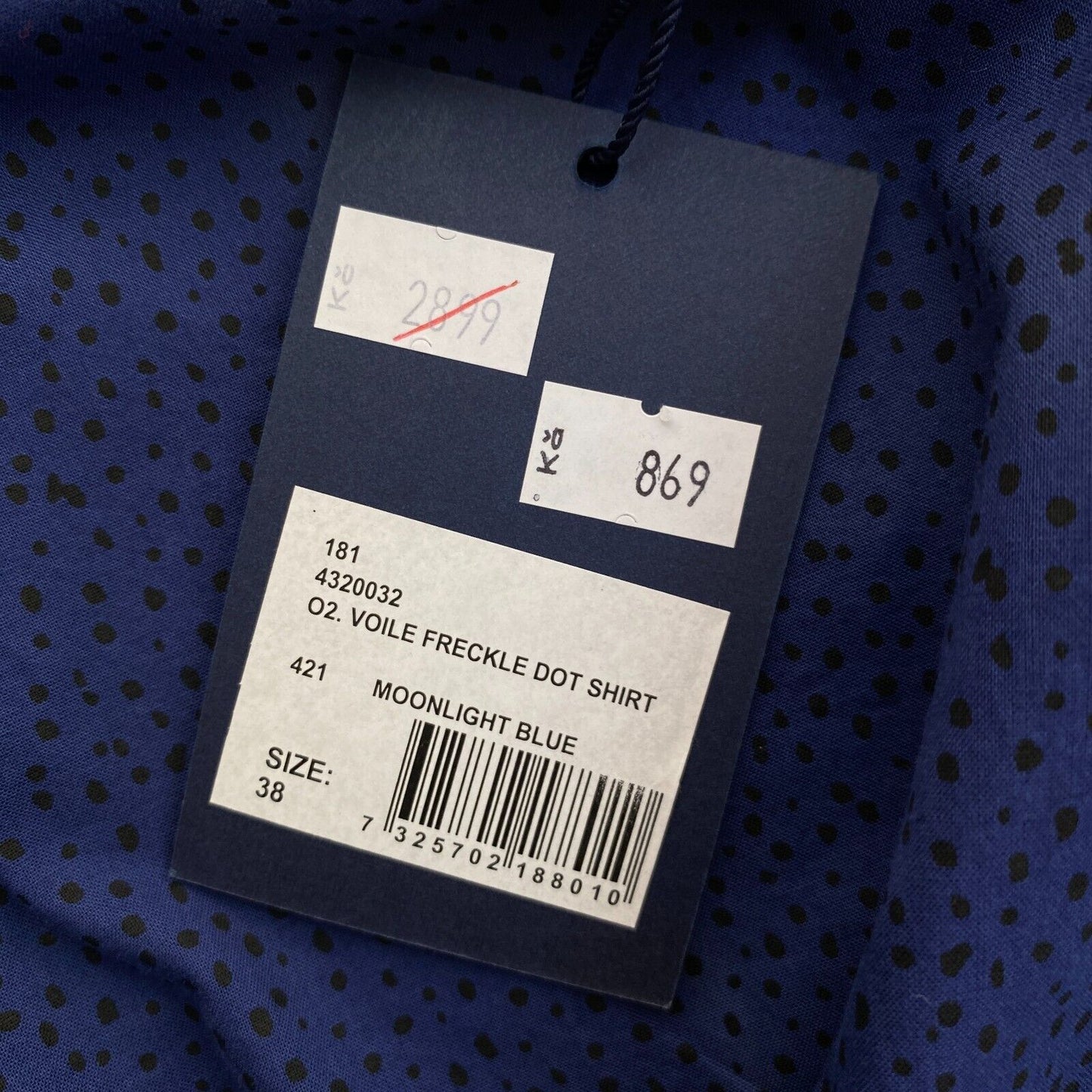 GANT Dark Blue Voile Freckle Dot Shirt Size EU 38 UK 12 US 8