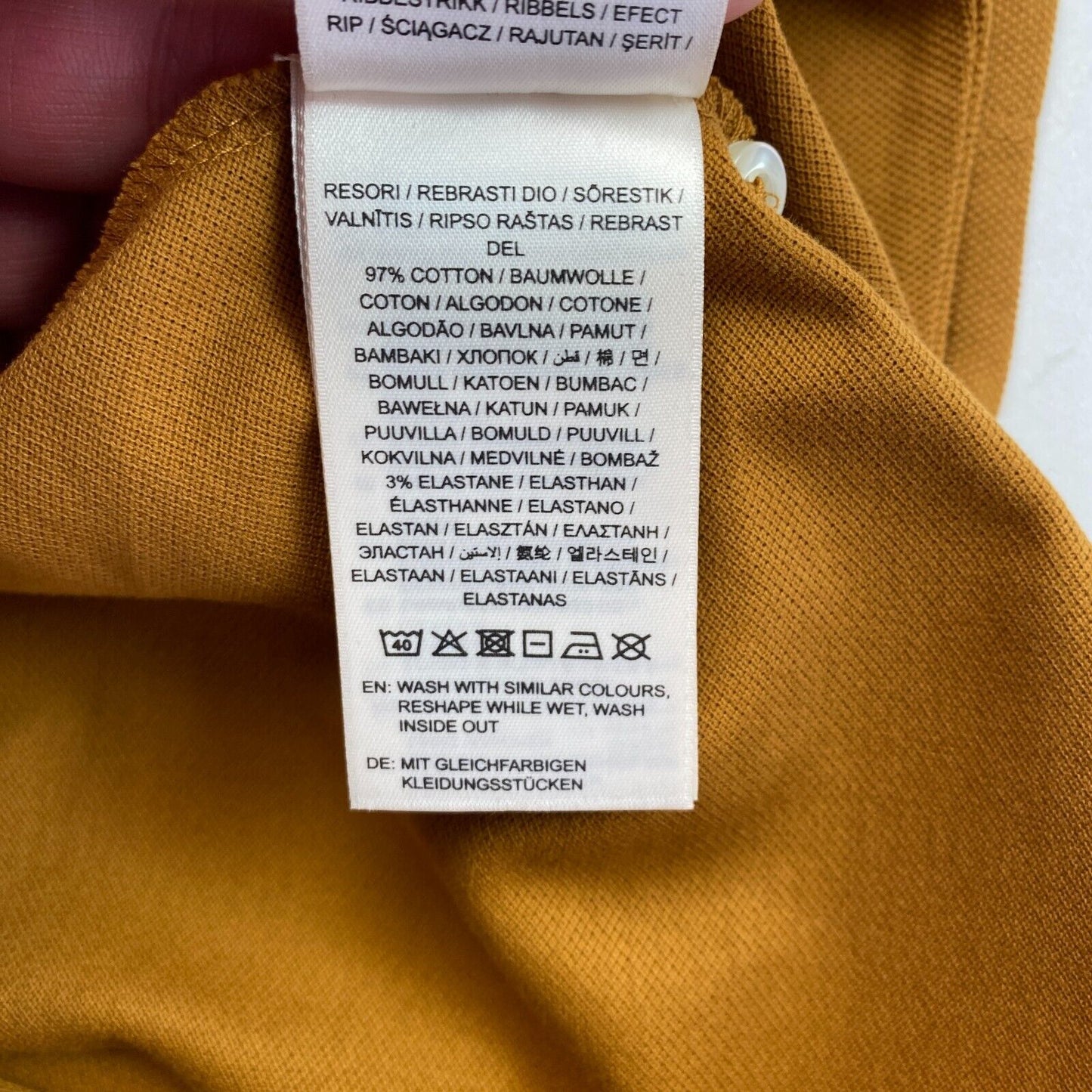 GANT Hellbraunes Slim Shield Piqué-Polokleid mit langen Ärmeln, Größe S