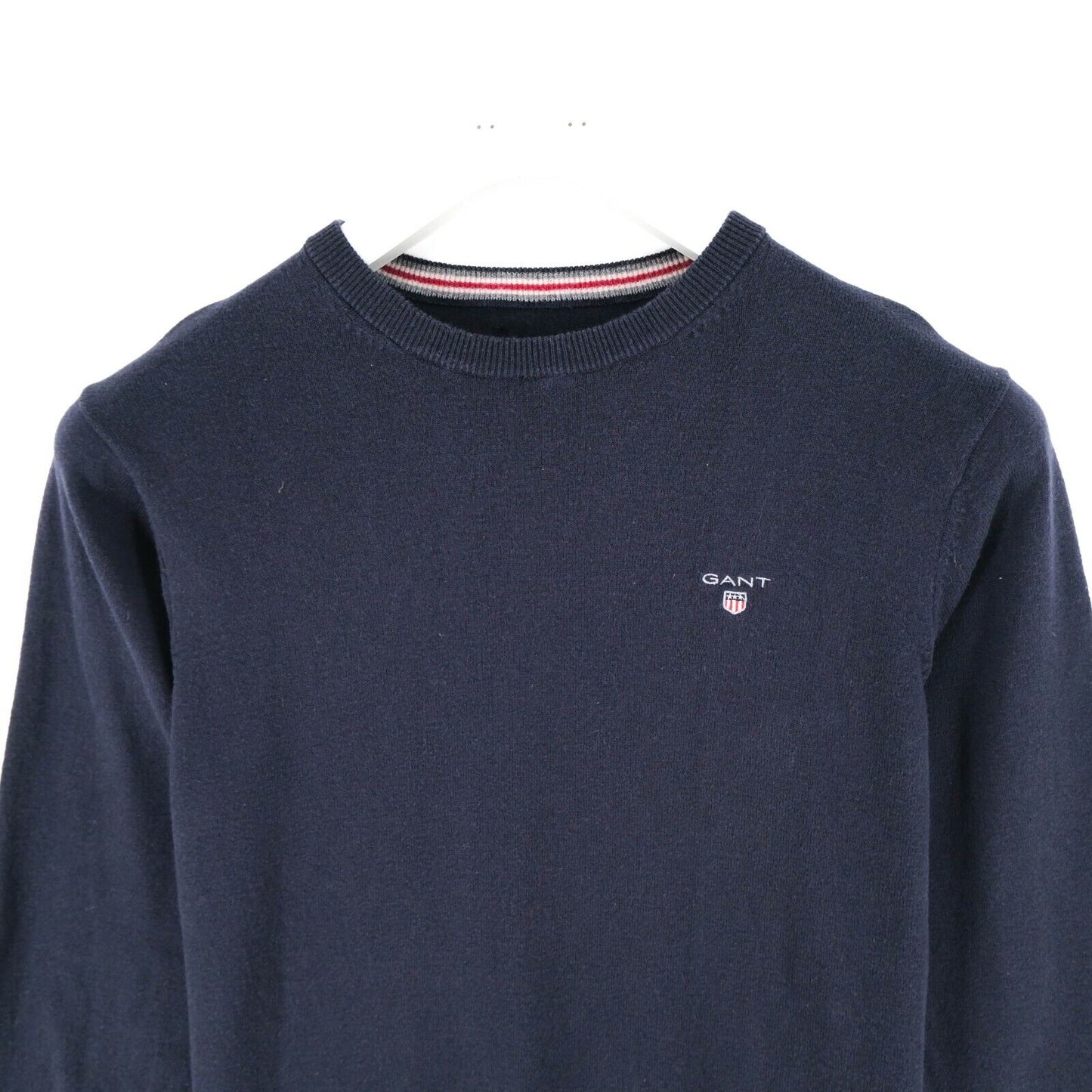 GANT Navy Blue Crew Neck Cotton Wool Blend Sweater Jumper Size S