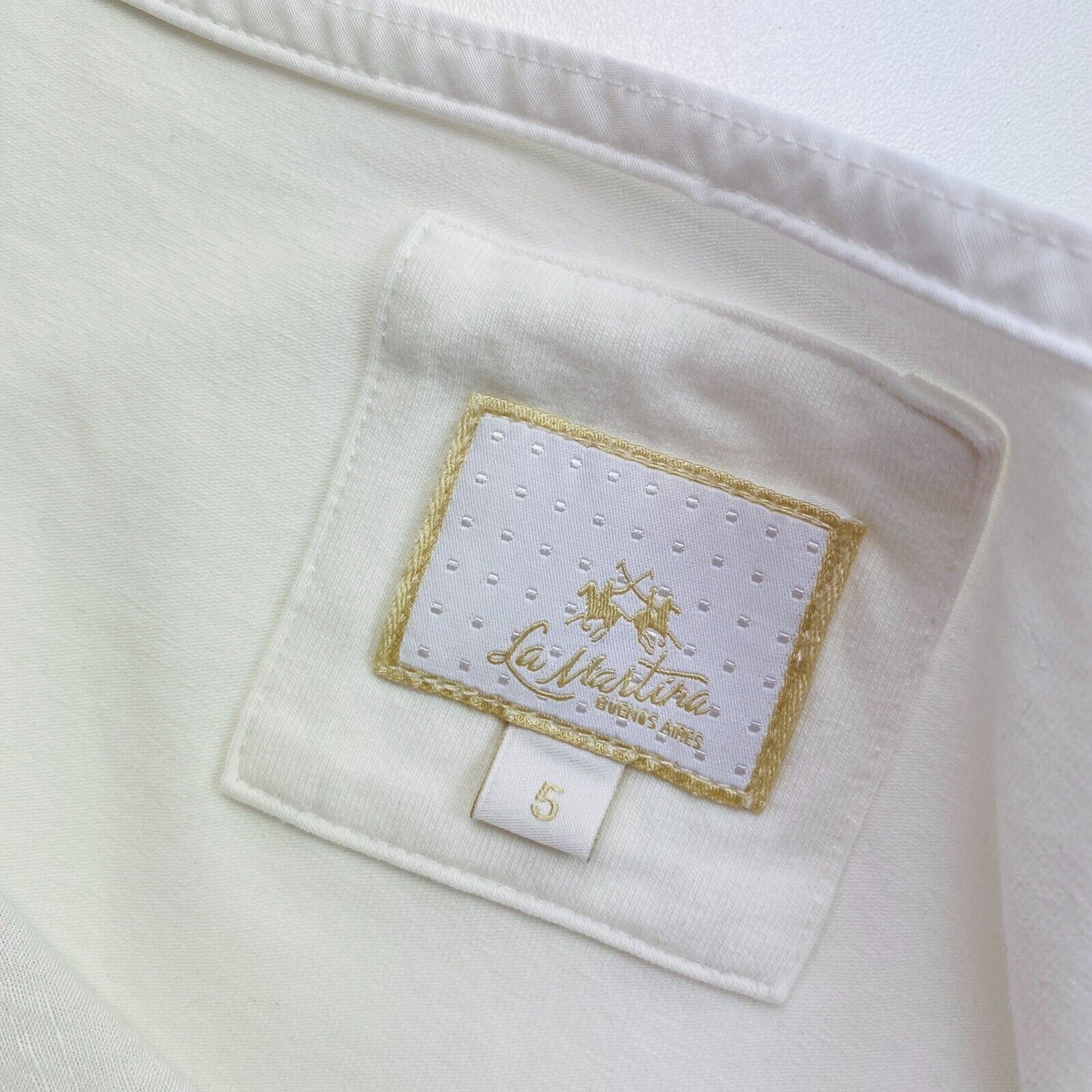 LA MARTINA White Linen Blend Crew Neck Blouse Size 5 / XL