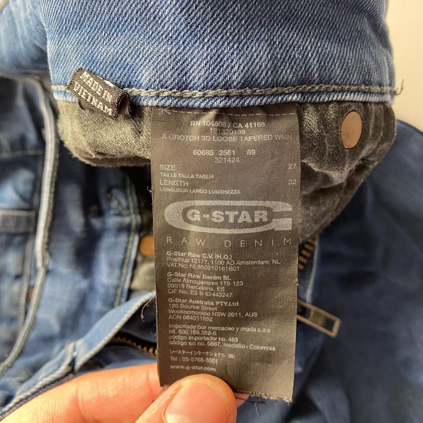 G-STAR A CROTCH 3D femmes bleu coupe ample effilée jean court W27 L32