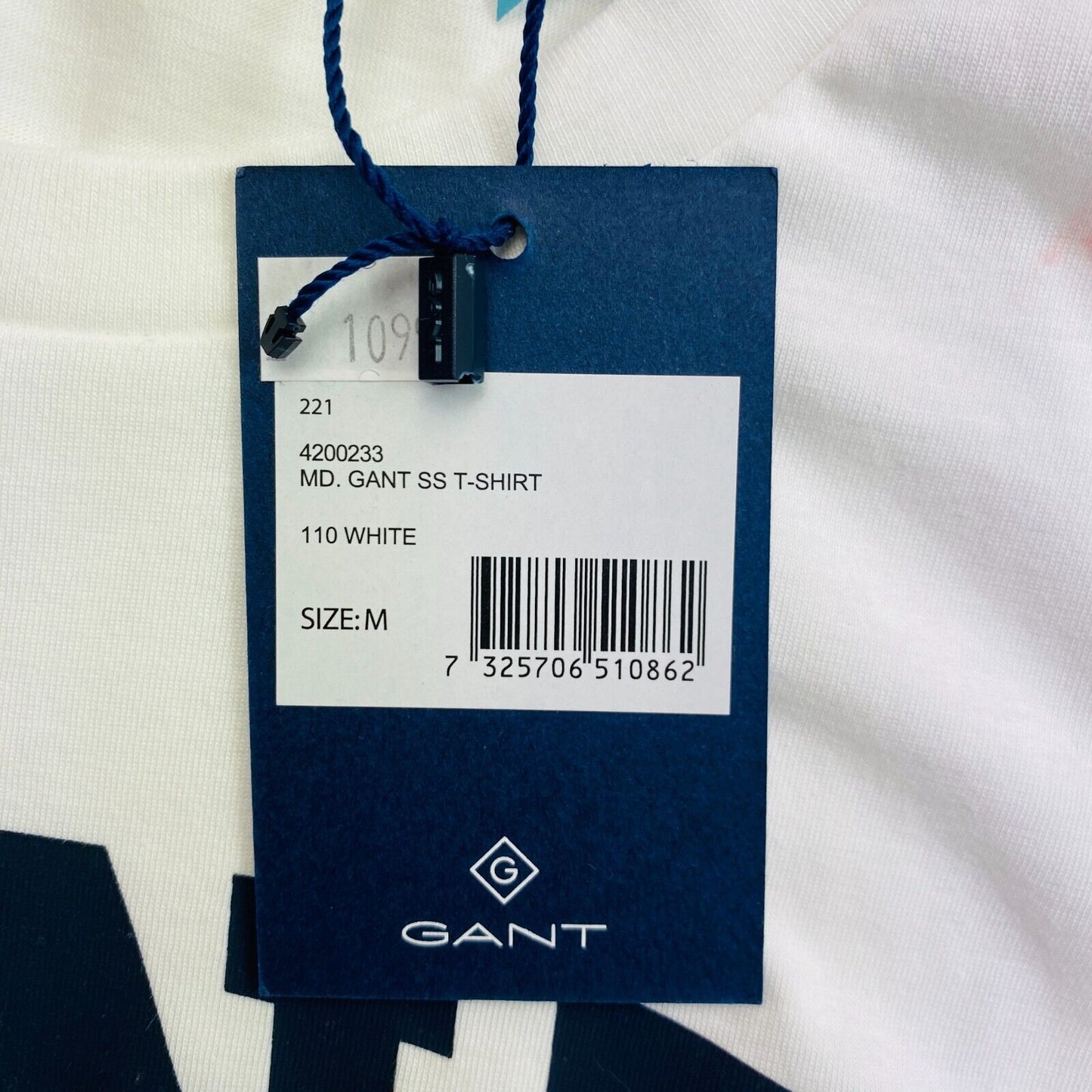 GANT White MD. Crew Neck T Shirt Size M