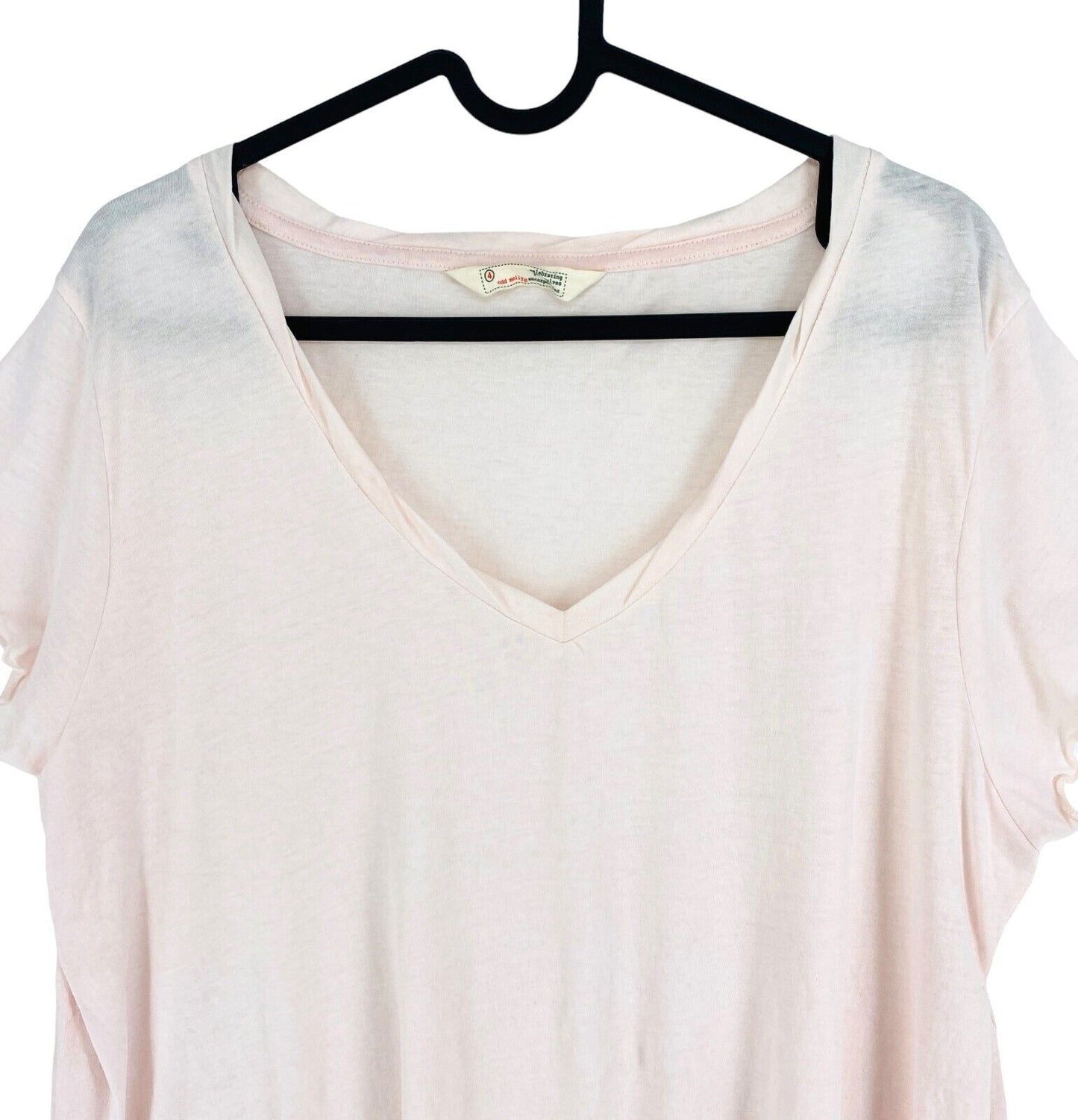 ODD MOLLY Women Pink CAROLE V Neck Top T Shirt Size 4 / XL